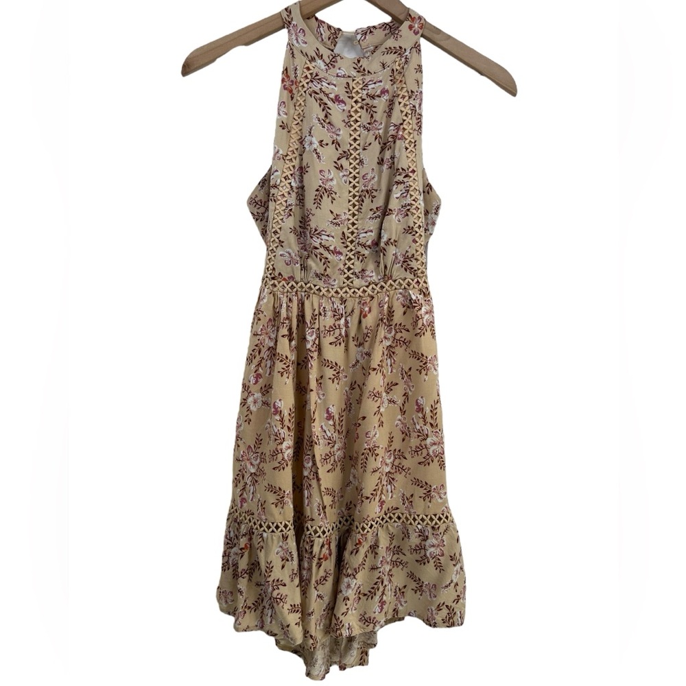 Sunday Mi Amor Low Open Back High Neck Summer Floral Dress Small